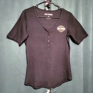 Harley-Davidson Black Women's Baby Tee- Size Medium